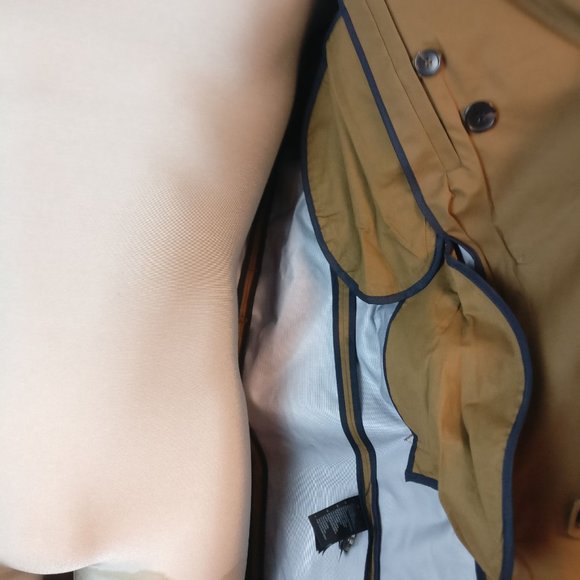 Minimalist Double Breasted belted Long Trench Coat with pockets 38R UnLined, new - Picture 12 of 16